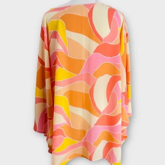 Beautiful Belle Semi Fitted Stitched Down Sides Tunic Poncho Top 1X - Picture 7 of 7